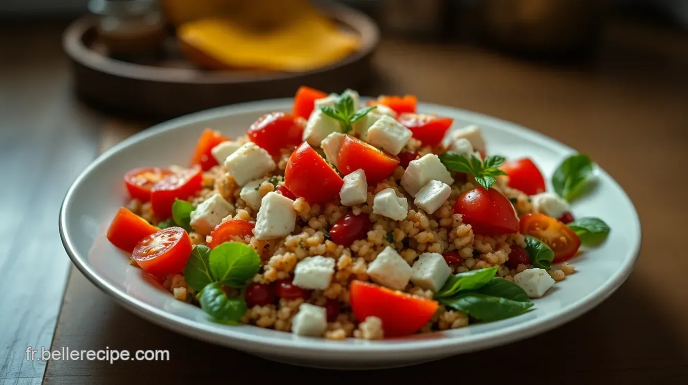 Recette d' été plat unique : Salade de Quinoa aux Légumes d' Été et Feta Salade de Quinoa aux Légumes d' Été et Feta