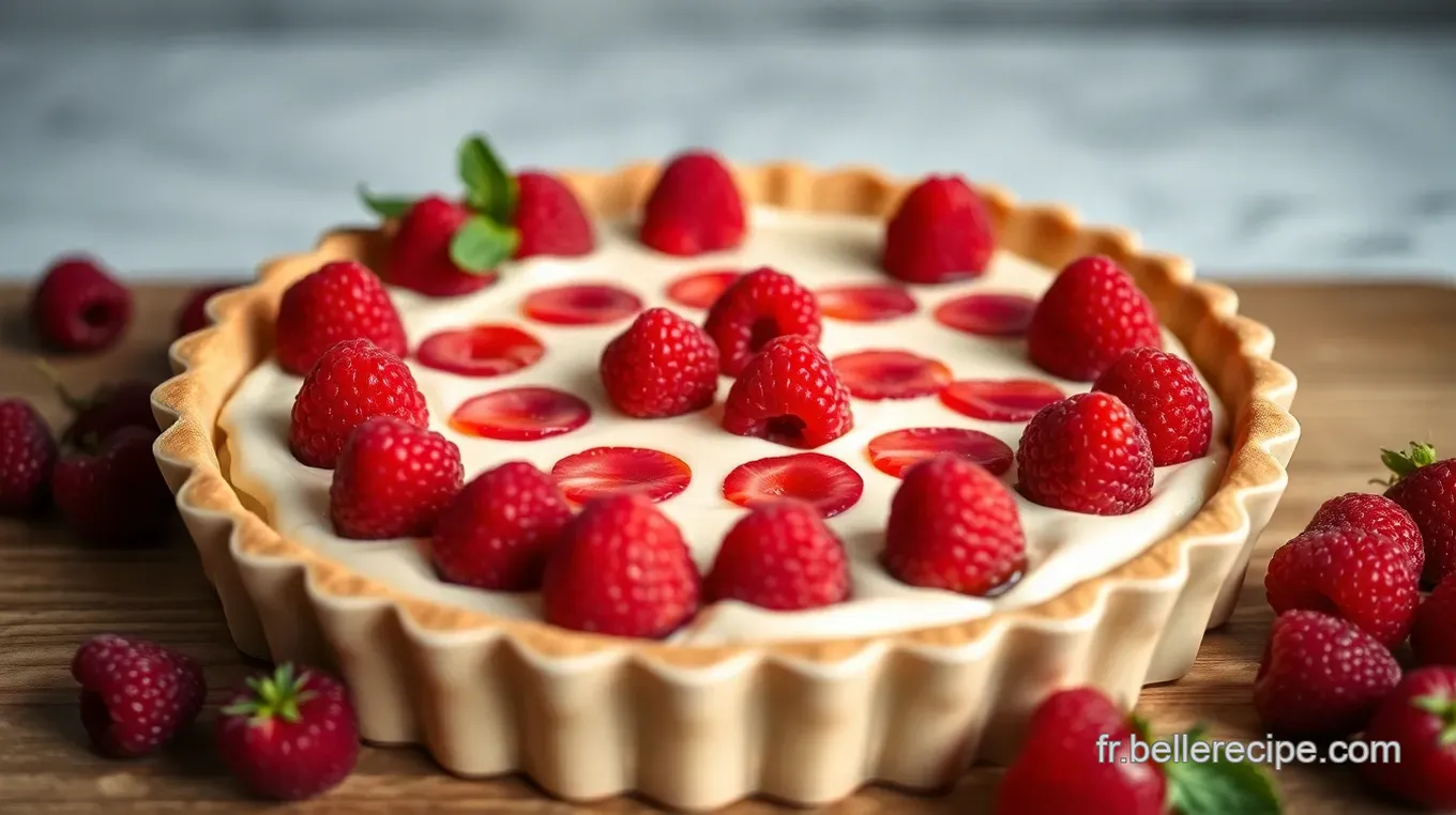 Découvrez la délicieuse recette avec du fromage frais : Tarte aux Framboises! Tarte au Fromage Frais et aux Framboises