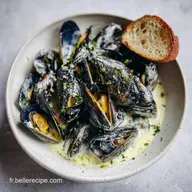 Recette Traditionnelle Moules Cr&egrave;me Vin Blanc