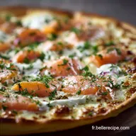 Pizza au saumon et ch&egrave;vre cr&eacute;meuse, facile, pr&ecirc;te en 35 minutes