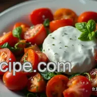 Recette Burrata: Salade Fra&icirc;che aux Tomates Cerises et Pesto Maison