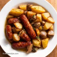 Saucisses R&ocirc;ties Champignons Pommes de Terre &agrave; la Fran&ccedil;aise