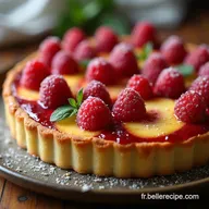 Recette Tarte aux P&ecirc;ches et Framboises au Romarin P&acirc;tisserie Facile