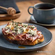Tartine au jambon sec et roquefort Recette facile au miel de lavande
