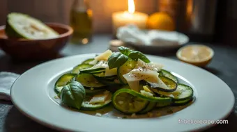 Recette pour une entrée simple : Carpaccio de courgettes au parmesan recipe card