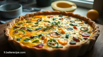 Quiche aux Légumes Colorés et Fromage de Chèvre : Recette Facile et Savoureuse recipe card