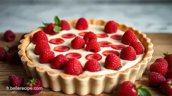 Découvrez la délicieuse recette avec du fromage frais : Tarte aux Framboises! recipe card