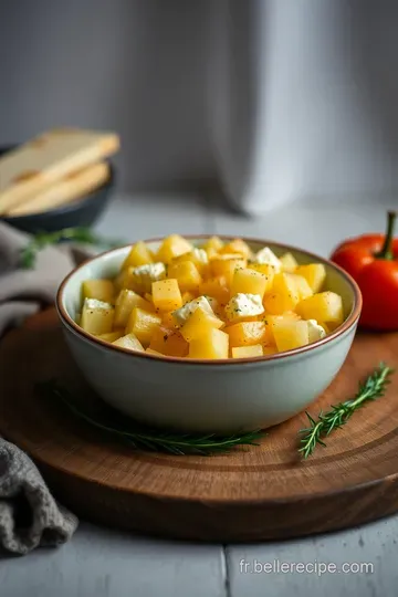 Bricks de Pomme de Terre et Fromage Fumé presentation