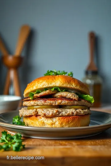 Burger de Poulet Savoureux à la Française presentation
