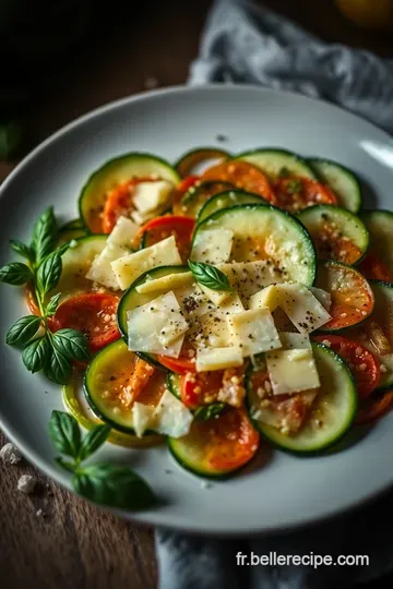 Carpaccio de courgettes au parmesan presentation