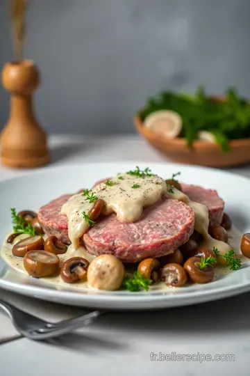 Filet de Veau aux Champignons et Crème presentation