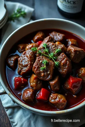 Joue de bœuf fondante au vin rouge et légumes racines presentation