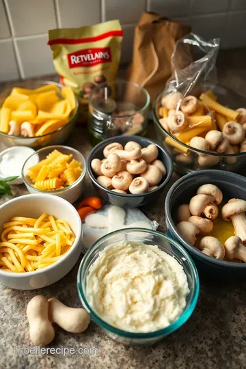 Pâtes Crémeuses aux Champignons et Parmesan ingredients