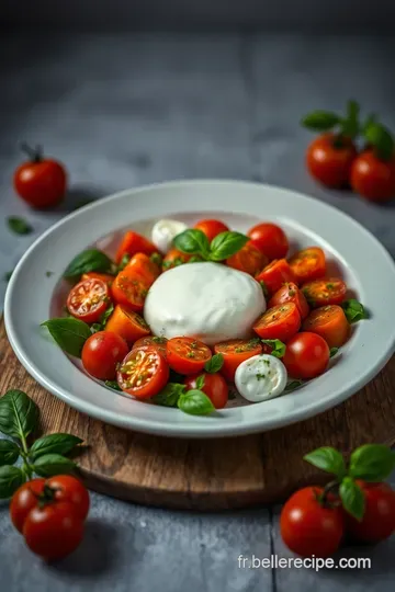 Salade de Burrata avec Tomates Cerises et Pesto presentation
