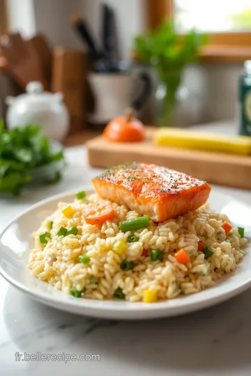 Saumon tendre sur un Risotto crémeux aux asperges steps