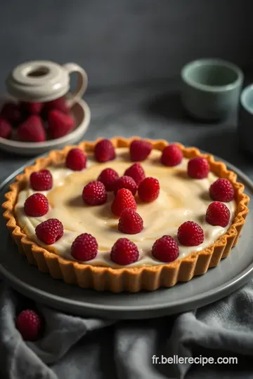 Tarte au Fromage Frais et aux Framboises presentation