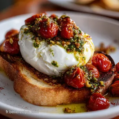 Burrata r&ocirc;tie aux tomates confites : c&oelig;ur cr&eacute;meux en 50 min Fiche recette