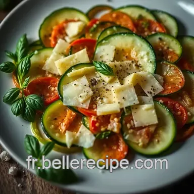Recette pour une entr&eacute;e simple : Carpaccio de courgettes au parmesan Fiche recette