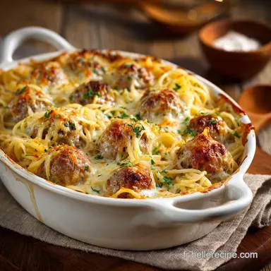 Casserole de spaghetti aux boulettes de viande : Le classique gratin&eacute; Fiche recette