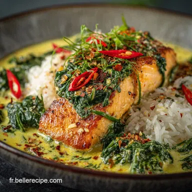 Curry de saumon aux &eacute;pinards et coco lexpress sant&eacute; pr&ecirc;t en 35 min Fiche recette