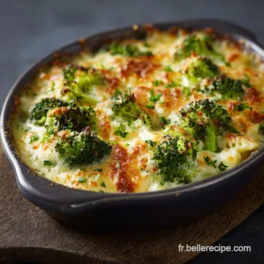 Gratin de brocolis et coquillettes cr&eacute;meux &agrave; la sauce Mornay Recette Express Fiche recette