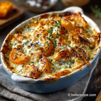 Gratin de courge au bleu Recette Butternut cr&eacute;meux au Roquefort