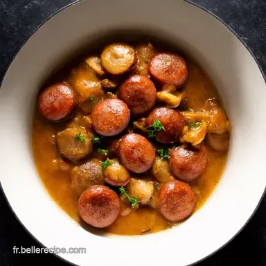 Mijot&eacute; de Saucisses Champignons Plus Ma Recette Facile