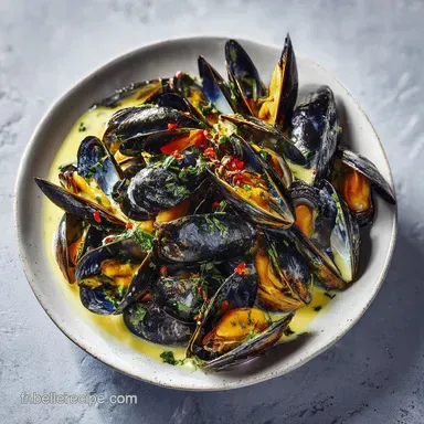 Recette Moules &agrave; la Cr&egrave;me Vin Blanc pour 4 Fiche recette
