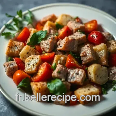 Panzanella de Veau: Un D&eacute;lice Franco-Italien! 🥩🥖🍅 Fiche recette