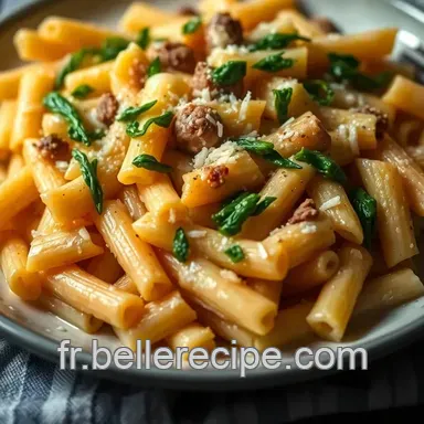 P&acirc;tes &agrave; la sauce cr&eacute;meuse au fromage et aux &eacute;pinards : une id&eacute;e pates recette r&eacute;confortante Fiche recette