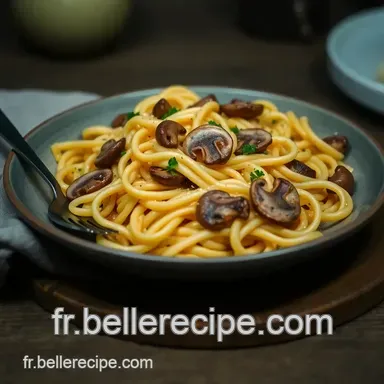 Recette de p&acirc;tes facile et originale : P&acirc;tes cr&eacute;meuses aux champignons Fiche recette