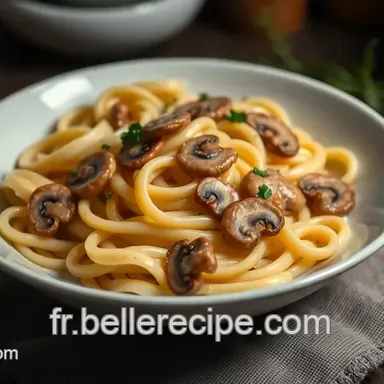 Recette de p&acirc;tes facile et originale : P&acirc;tes cr&eacute;meuses aux champignons