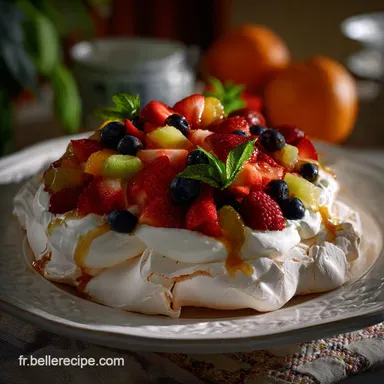 Pavlova Recette: Coque Craquante C&oelig;ur Cr&eacute;meux Fiche recette