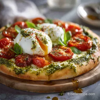 Pizza au pesto et tomate estivale Recette facile Burrata Pesto Fiche recette