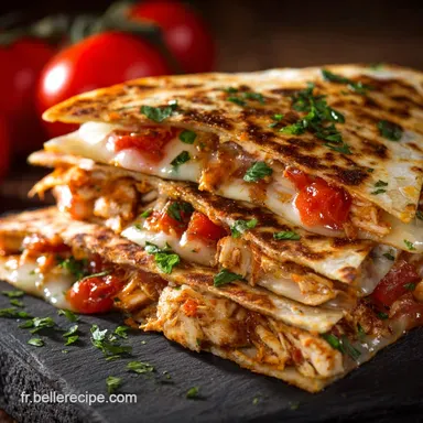 Quesadillas poulet tomate Recette facile et rapide au fromage coulant Fiche recette
