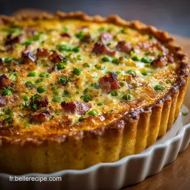 Quiche au bacon &oelig;ufs et petits pois Recette croustillante et cr&eacute;meuse Fiche recette