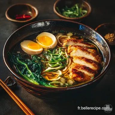 Ramen au Poulet Croustillant Bouillon Shoyu Infus&eacute; et &OElig;uf Ajitama