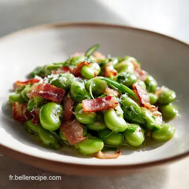 Recette aux F&egrave;ves : Po&ecirc;l&eacute;e de F&egrave;ves Fra&icirc;ches aux Lardons (30 min) Fiche recette