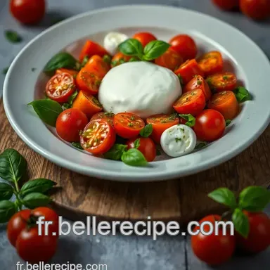 Recette Burrata: Salade Fra&icirc;che aux Tomates Cerises et Pesto Maison Fiche recette