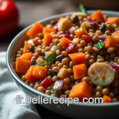 Salade de Lentilles Beluga aux L&eacute;gumes Croquants : Une Recette Saine et Savoureuse Fiche recette