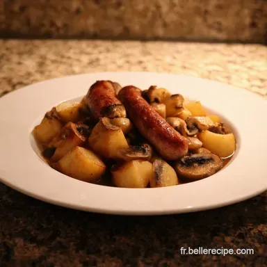 Saucisses R&ocirc;ties Champignons Pommes de Terre &agrave; la Fran&ccedil;aise Fiche recette