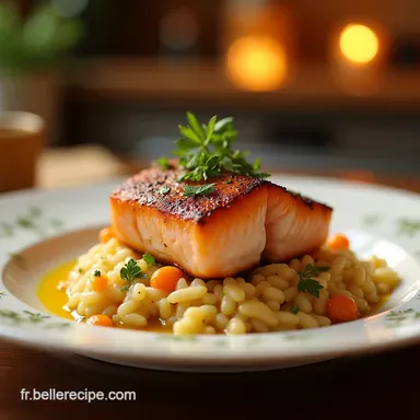 Recette de Saumon R&ocirc;ti et Risotto Cr&eacute;meux aux Agrumes Fiche recette