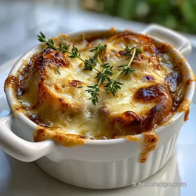 Soupe &agrave; l'Oignon Gratin&eacute;e Simple pour 4 Portions Fiche recette