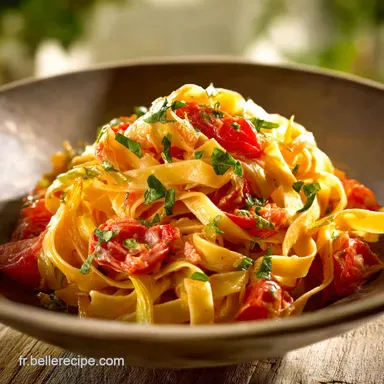 Tagliatelle au Poireau et Tomate Cr&eacute;meuses D&icirc;ner Facile 35 min Fiche recette