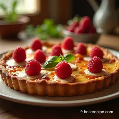 Recette Tarte aux P&ecirc;ches et Framboises au Romarin P&acirc;tisserie Facile Fiche recette