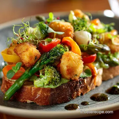 Tartine aux l&eacute;gumes et nuggets : la recette chic et gourmande, pr&ecirc;te en 45 min. Fiche recette