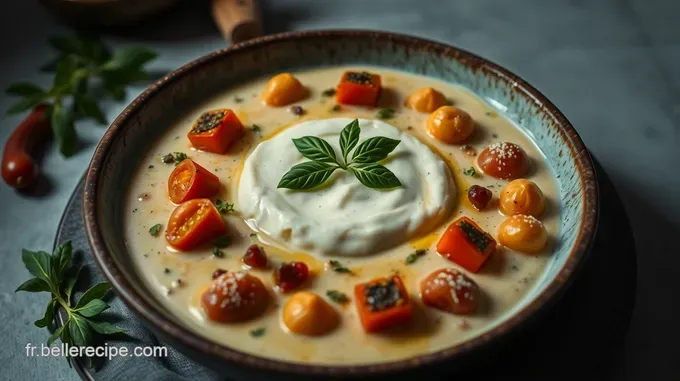 Crème Délicieuse de Mascarpone aux Herbes et Légumes Rôtis