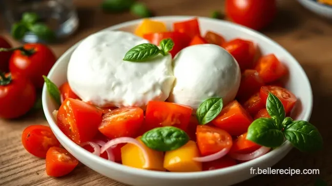 Salade Burrata aux Tomates Cerises et au Basilic