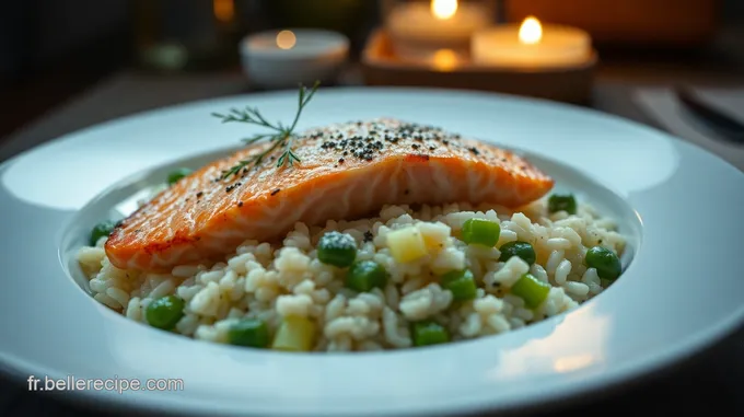 Saumon tendre sur un Risotto crémeux aux asperges