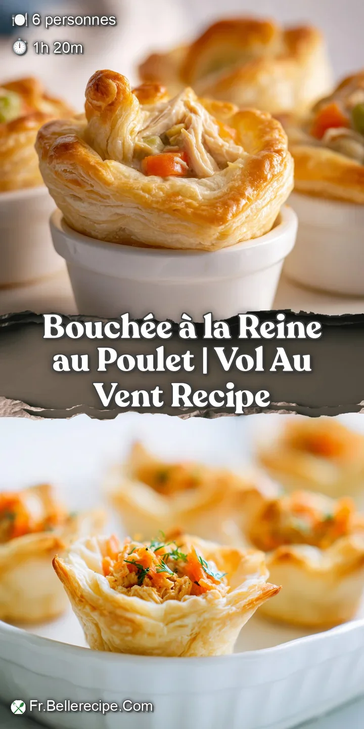 Zoom sur la texture onctueuse d'une sauce blanche aux champignons et poulet nich&eacute;e dans une p&acirc;te feuillet&eacute;e croustillante.